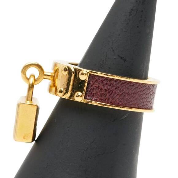 Hermes Hermès Kelly Cadena motif scarf/muffler/ring in gold and burgundy plat...